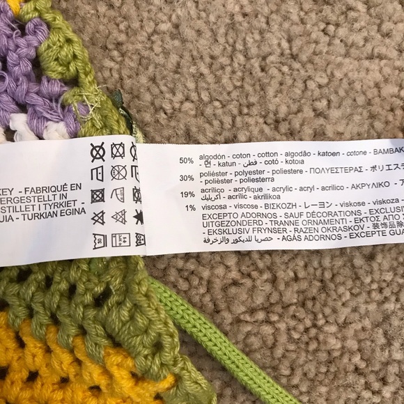 Zara Crochet Triangle Halter Top Womens Medium Summer Cover Up Festival Boho - Picture 9 of 9